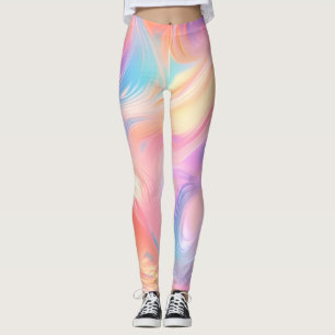Leggings Vagues abstraites roses bleues jaunes néon branché