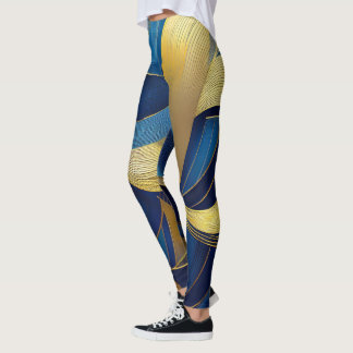 Leggings Vagues bleues et or