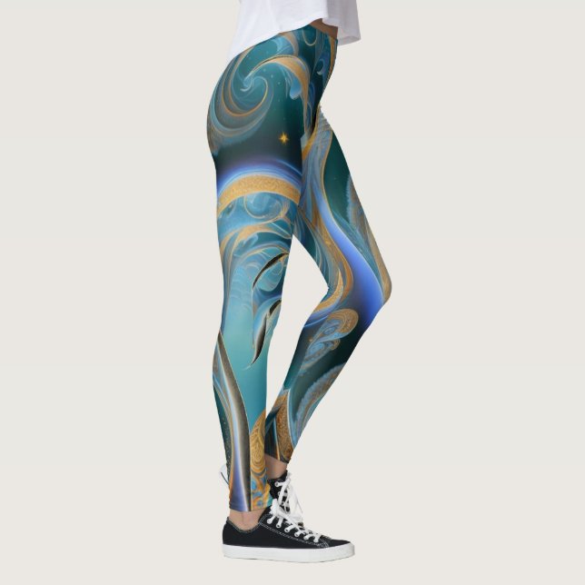Leggings Vagues bleues et or (Droite)