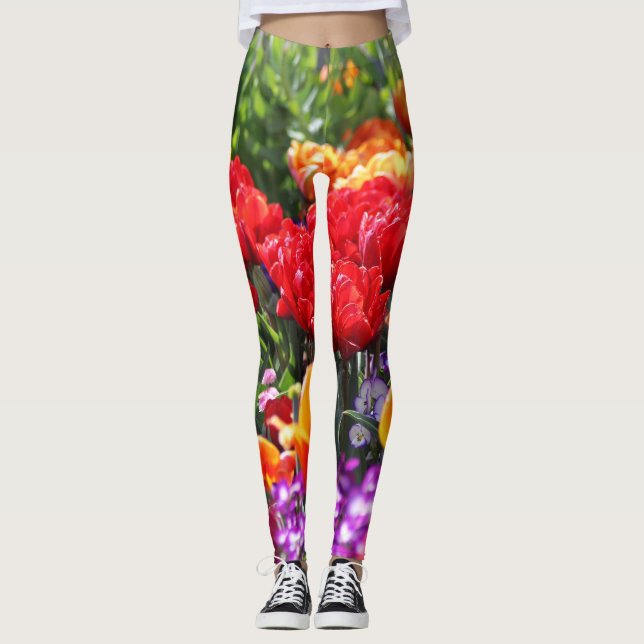 Leggings Vagues de Crimson floral tombées (Devant)