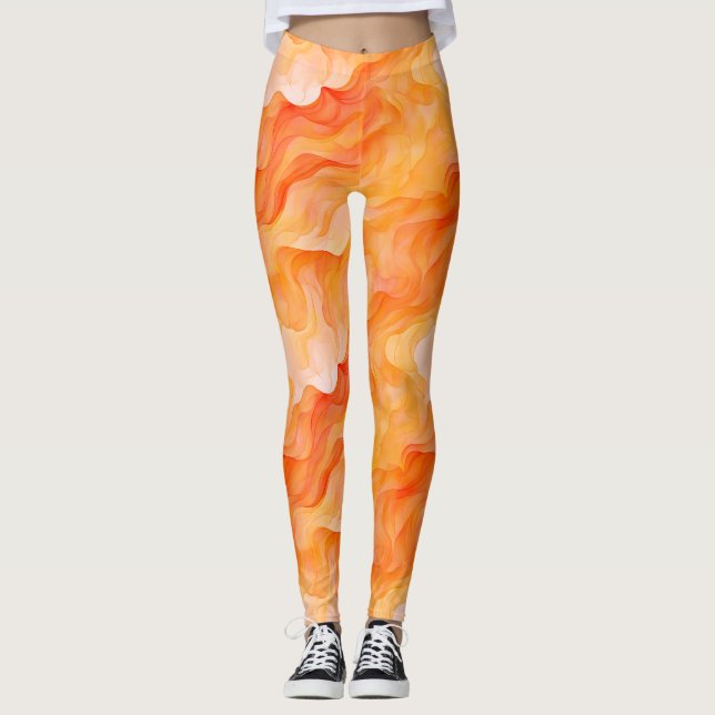 Leggings Vagues de rêve orange (Devant)