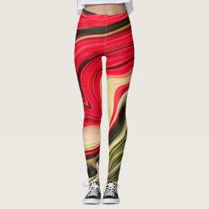 Leggings Vagues rouges et vertes