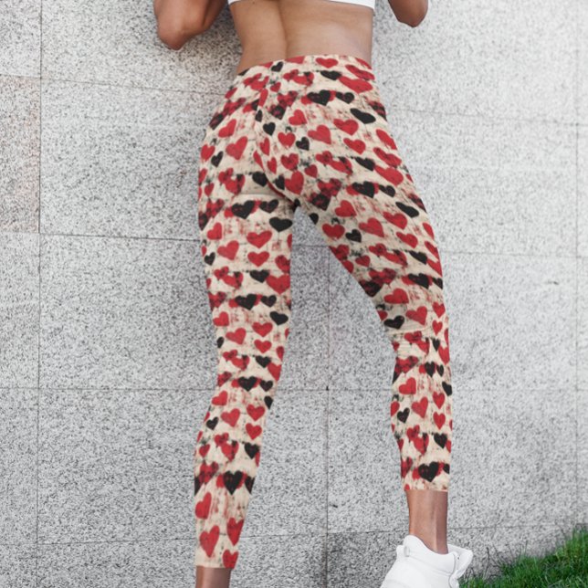Leggings Valentine's Day Grunge Hearts Vintage (Créateur téléchargé)