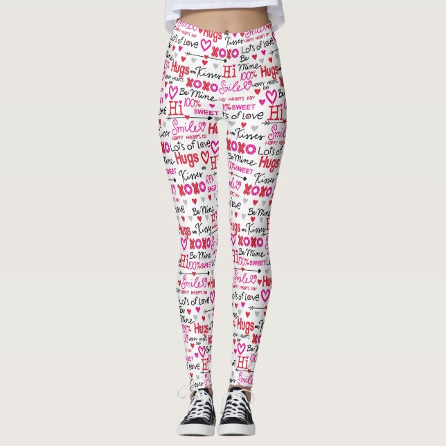 Leggings Valentine's Day Sayings Word Collage (Devant)