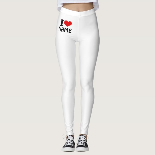 Leggings Valentines personnalisables Jour J'aime Coeur Pers (Devant)