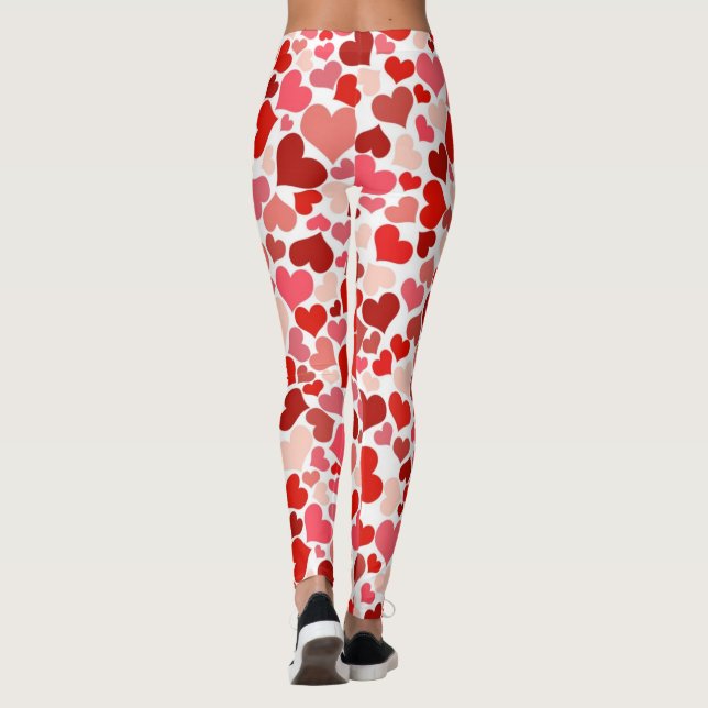 Leggings Valentines roses rouges de coeurs de l'amour du (Dos)