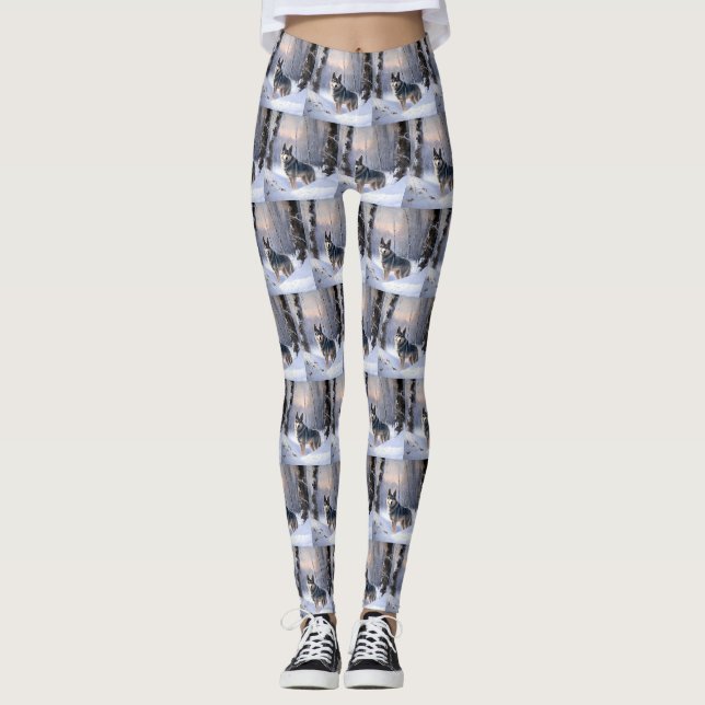 Leggings Vallhund suédois Laisser neiger Noël (Devant)