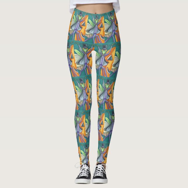 LEGGINGS VAMPIRE PRIER MANTIS, HALLOWEEN BUG ART LEGINGS (Devant)