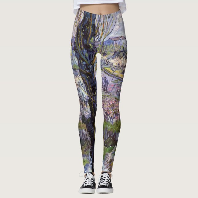 Leggings Van Gogh Vue Arles Jardin Fleuri (Devant)