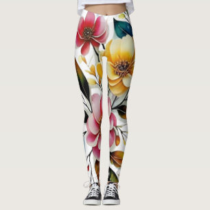 Leggings vecteur d'art floral rose pastel