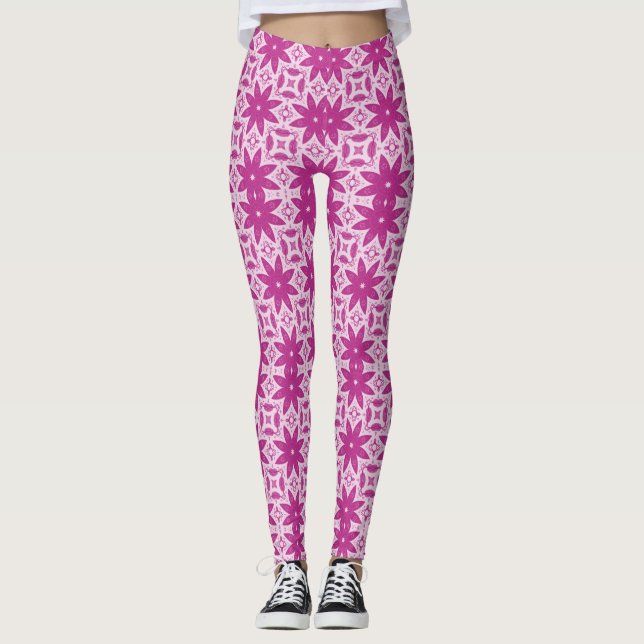 Leggings vectpr fleurs roses sans couture motif (Devant)