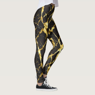 Leggings Veines d'or en Jambes de marbre noir - Riche