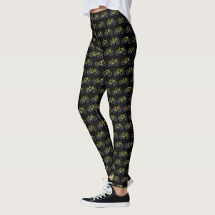 Leggings Vélos Jaunes Sur Noir