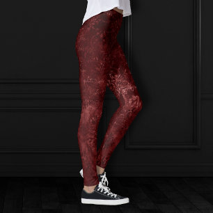 Leggings Velvety Henna Damask   Grunge rouge