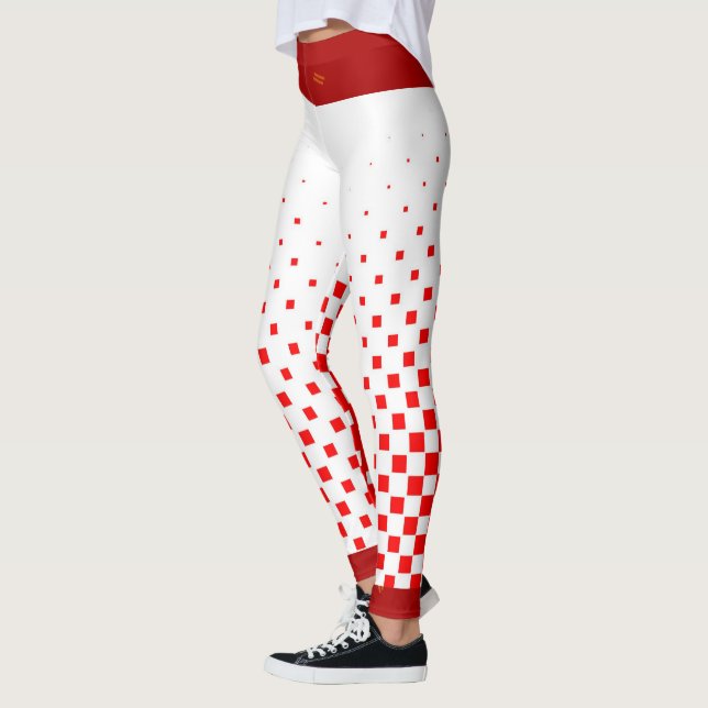 Leggings Vérificateurs de dégradé rouge et blanc avec dessu (Gauche)