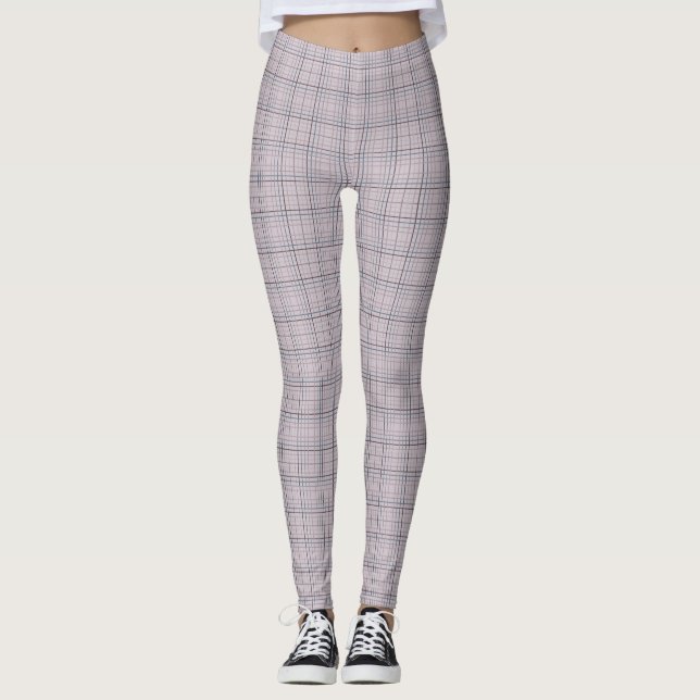 Leggings Vérification de la grille bleue Mauve I (Devant)