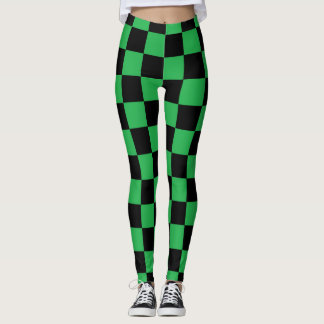 Leggings Vérifié Contour Vert et Noir