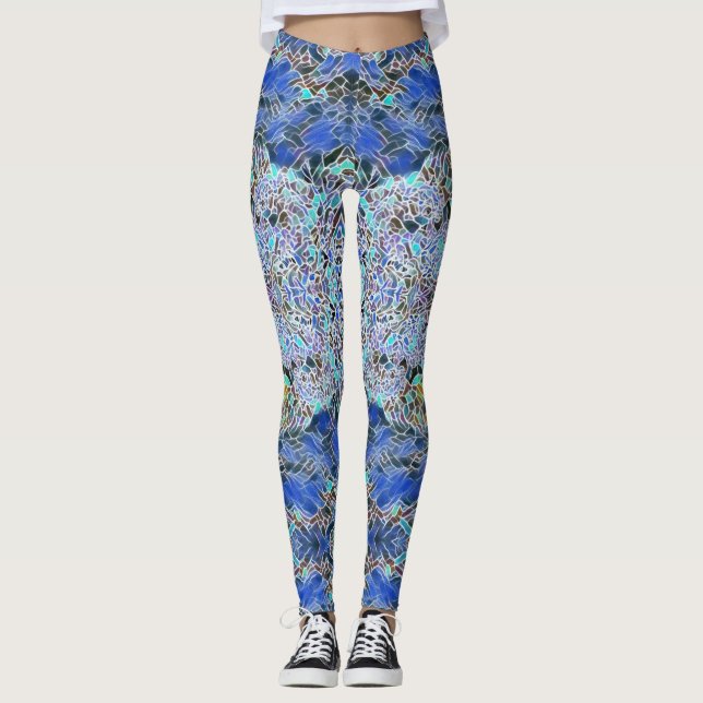 Leggings Verre abstrait art blues lavande (Devant)