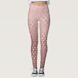 Leggings Verre argenté d'or de rose de rose de coeurs de