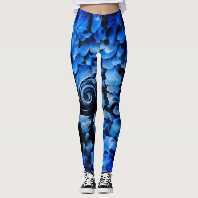 Leggings Verre noir et bleu Abstrait (Devant)