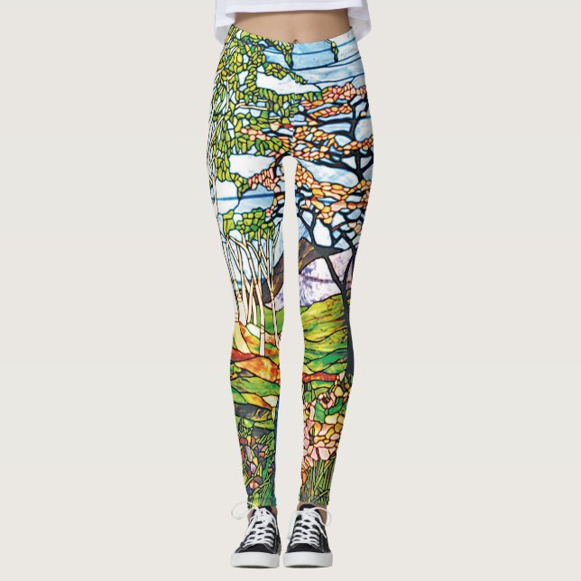 Leggings Verre souillé de Tiffany de bouleau d'iris de (Devant)