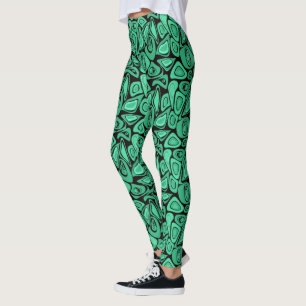 Leggings Vert, abstrait, rétro