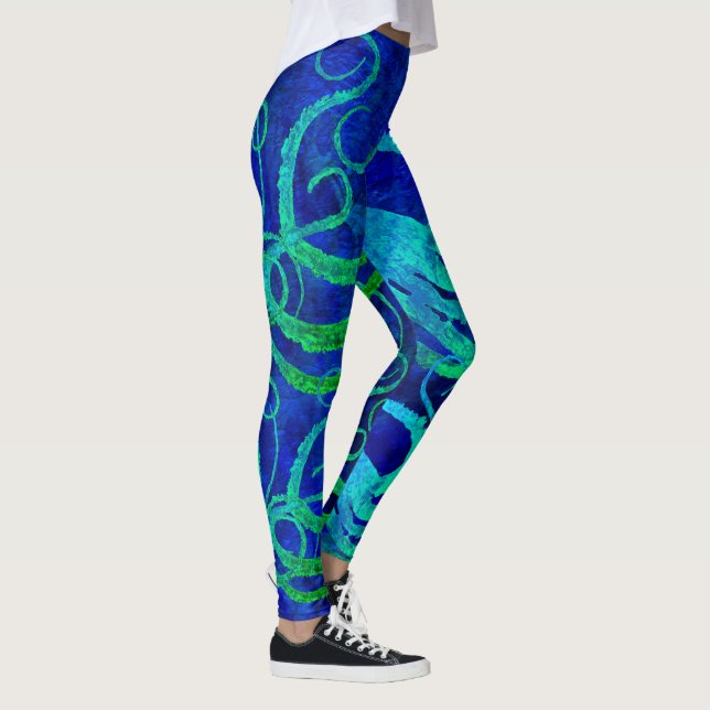 Leggings Vert bleu du poulpe 8 - guêtres (Droite)