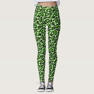 Leggings Vert Citron Imprimé Léopard y2k