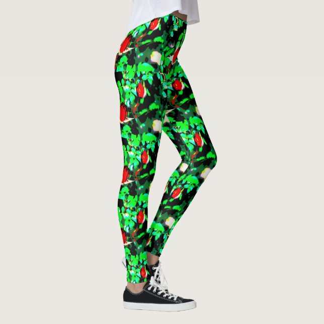 Leggings vert de roses rouges (Droite)