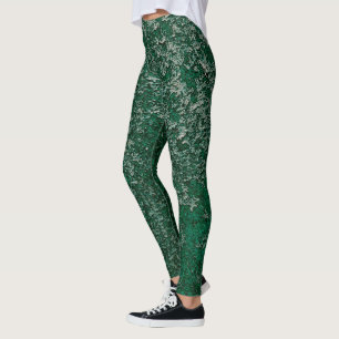 Leggings Vert émeraude foncé Métal rouillé Texture Abstrait