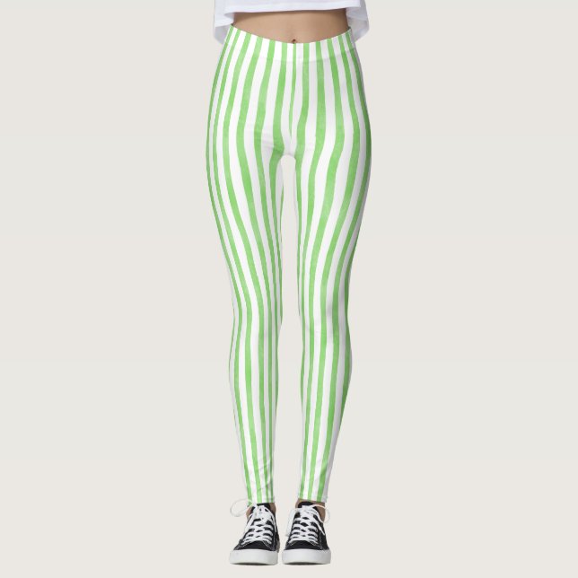 Leggings Vert et blanc rayé (Devant)