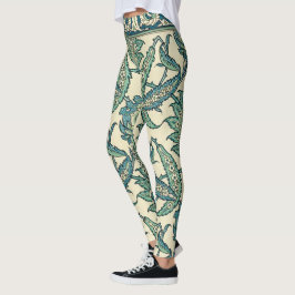 Leggings Vert feuilles Vintage arabe Motif botanique