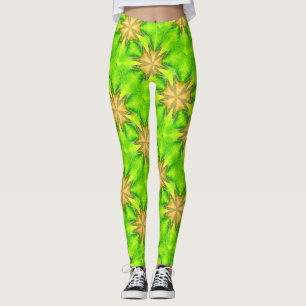 Leggings vert maltais d'étoiles d'or