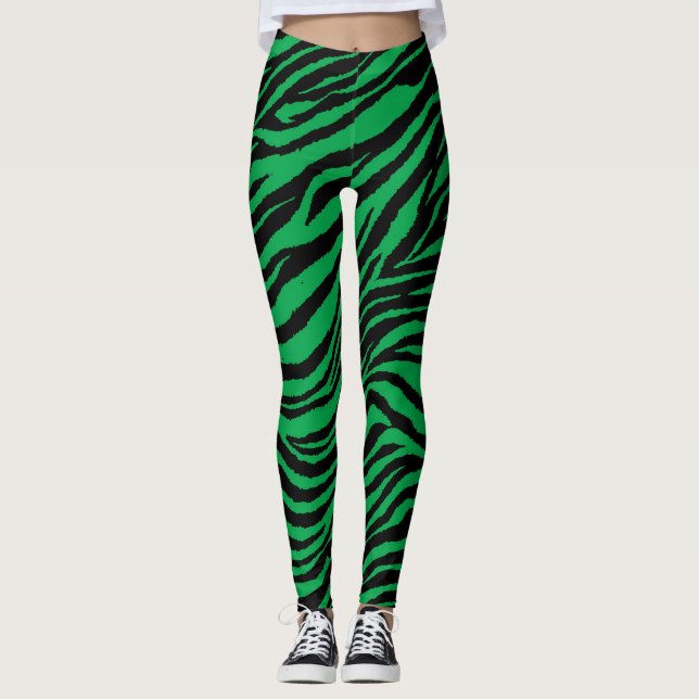 LEGGINGS VERT MOYEN DE RAYURE (Devant)