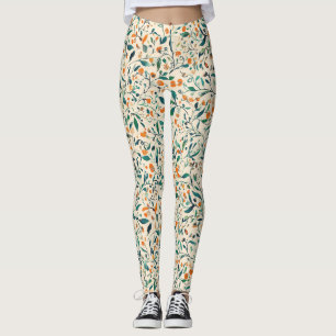 Leggings Vert Orange Vigne Botanique Printanière Subtile