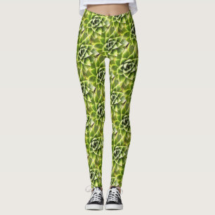 Leggings Vert Succulent Gros Plan Cactus
