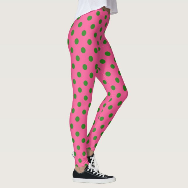Leggings Vert sur rose Pois Design Motif (Créateur téléchargé)