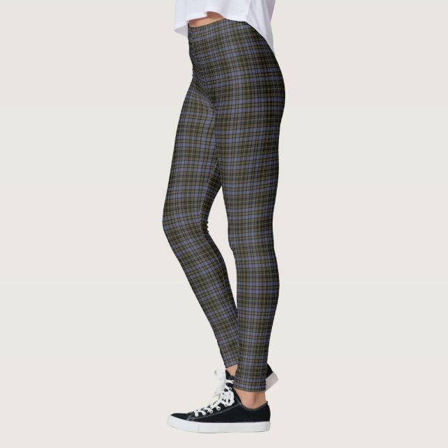 Leggings Verticale noire olive de plaid de tartan de mûre (Gauche)