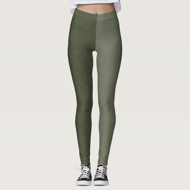 Leggings verts à deux tons de mousse (matte + text (Devant)