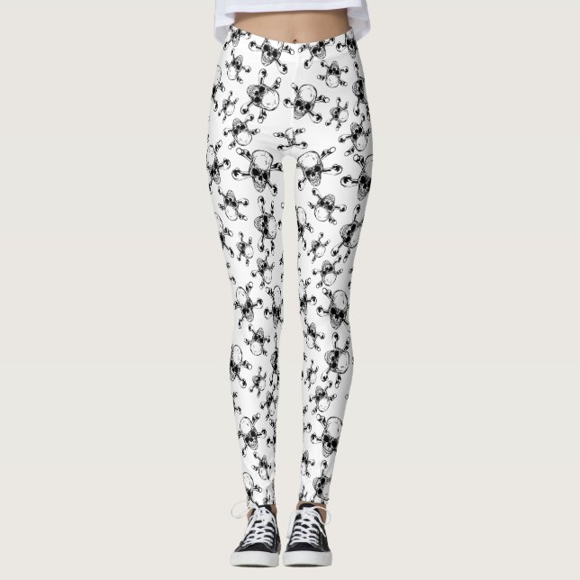 Leggings Vêtements d'Halloween - Crâne et os croisés Éffray (Devant)