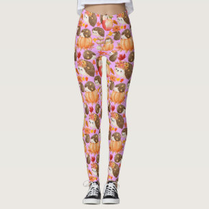 Leggings Vibes d'automne Motif Porcupine Rose BG