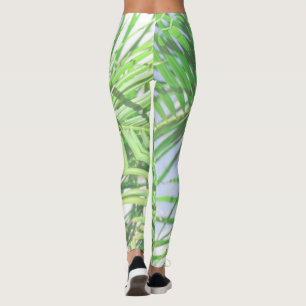 Leggings Vibes d'été Palm Tree Feuilles Pale Green Pastel