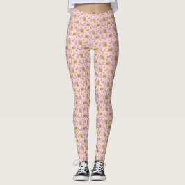 Leggings Vibes du lecteur de marguerite rose rétro