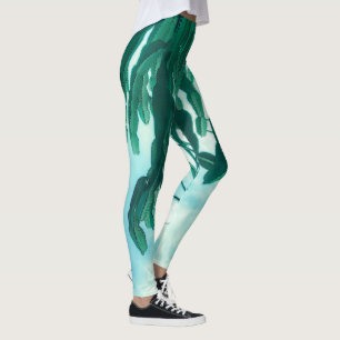 Leggings Vibes été Palm Tree Cactus vert pâle