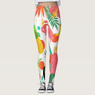 Leggings Vibes Tropicales Feuilles Florales Été Chic