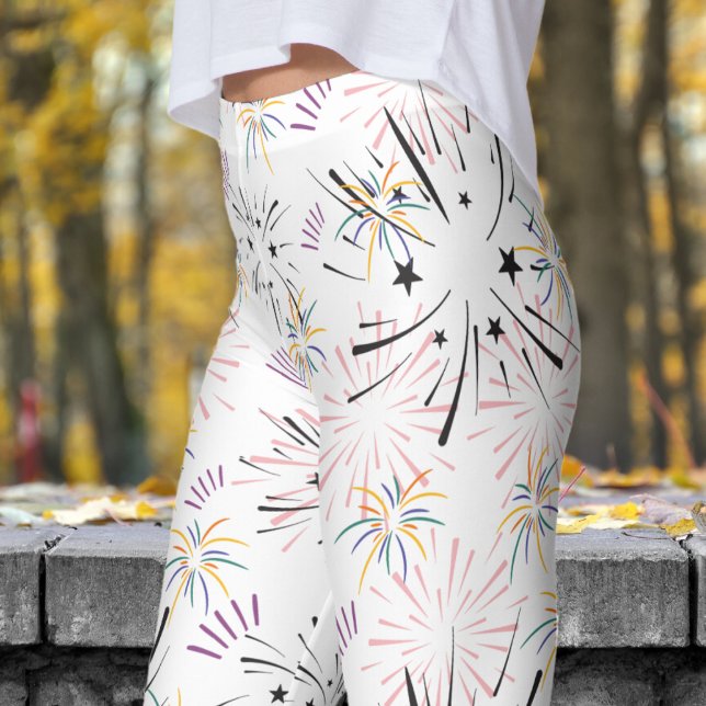 Leggings Vibrant Motif de démarrage blanc (White Starburst Leggings)