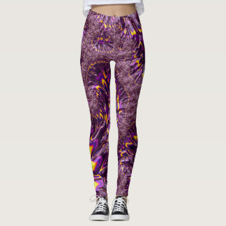 Leggings Vibrant Trippy violet jaune Super Fractal Art