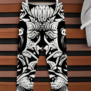 Leggings Vignes Abstraites botaniques en noir et blanc
