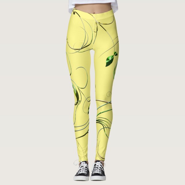 Leggings Vignes vert jaune (Devant)