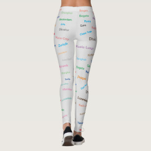 Leggings Ville graphique du monde sur gris-clair